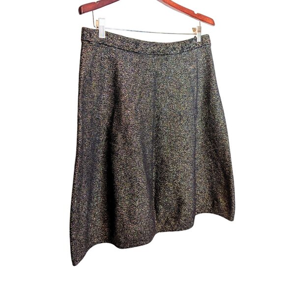 Nanette Lepore Womens XL Skirt Black Gold A Line Sparkle Metallic Pull On - Picture 6 of 6